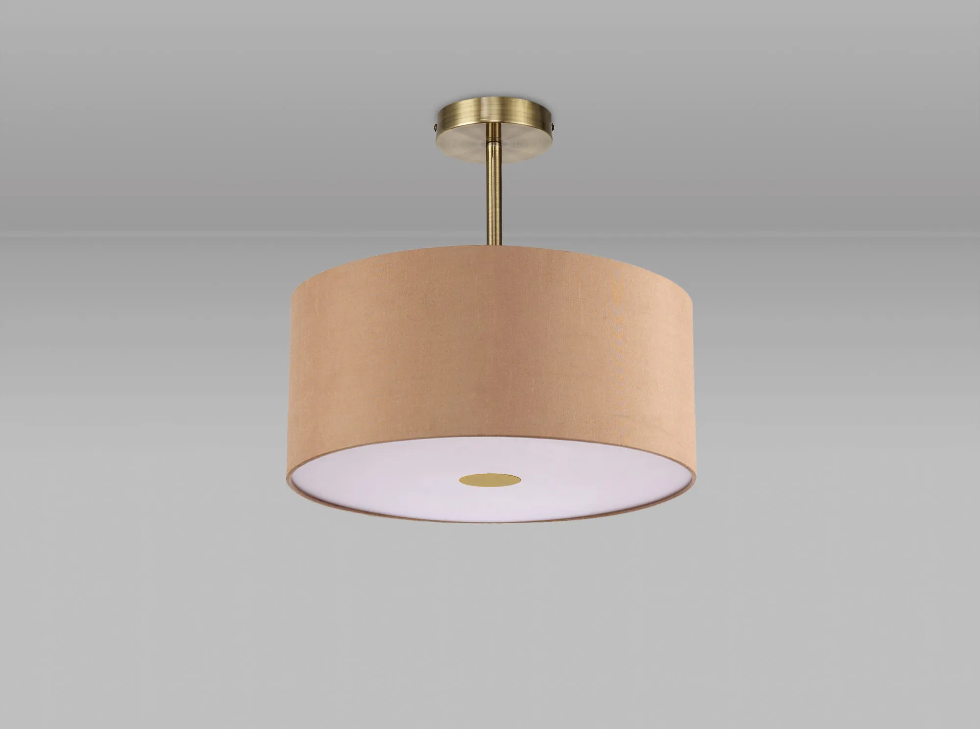 Baymont 40cm Semi Flush 1 Light Antique Brass, Antique Gold/Ruby, Frosted Diffuser DK0180  Deco Baymont AB AG